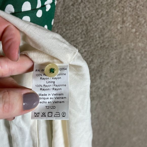 Anthropologie 11.1 Tylho Brynn Shirt Dress Womens Medium Green Polka Dot Aline - Picture 10 of 11